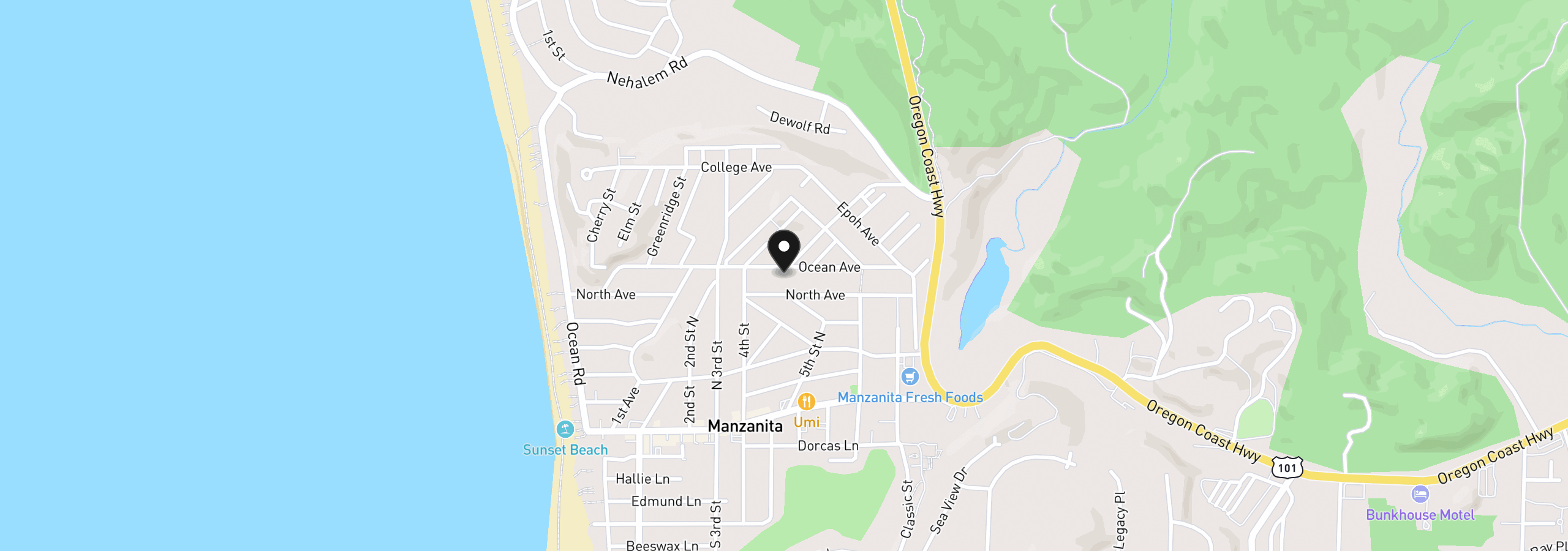 Map showing the location of 446 Ocean Ave, Manzanita, OR 97130