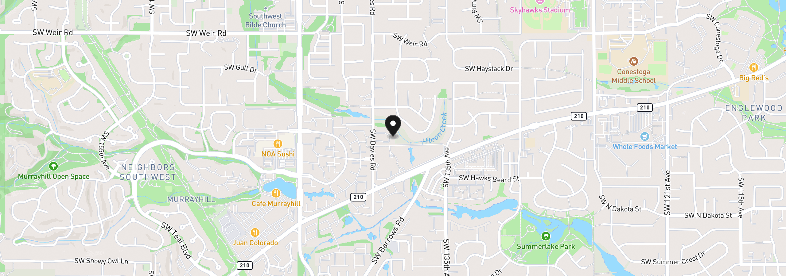 Map showing the location of 10660 SW Davies Rd 40, Beaverton, OR 97008