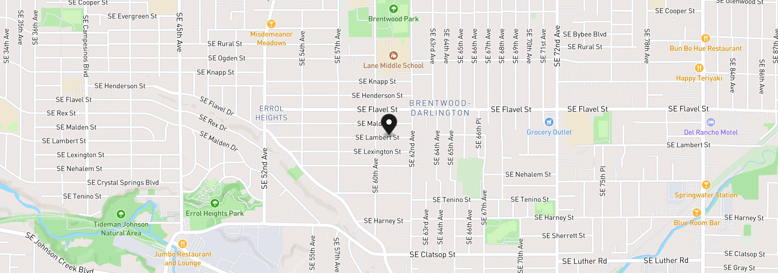 Map showing the location of 6041 SE Lambert St, Portland, OR 97206
