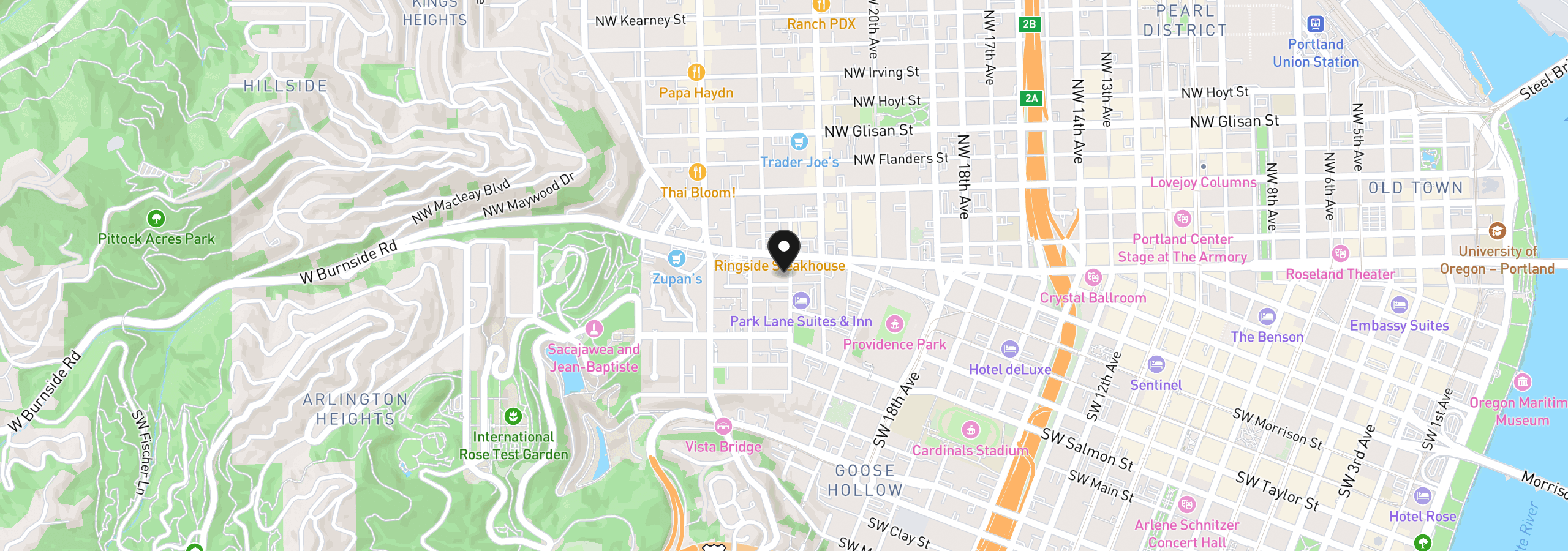Map showing the location of 731 SW King Ave 16, Portland, OR 97205