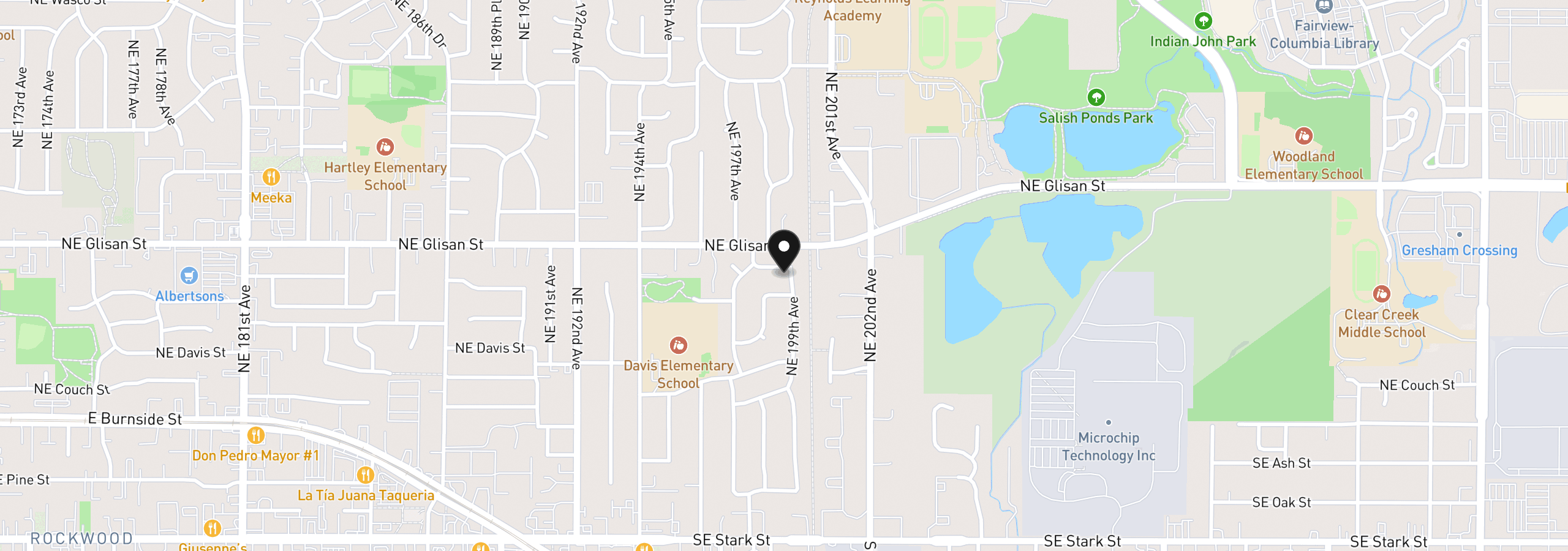Map showing the location of 345 NE 199th Ave, Portland, OR 97230