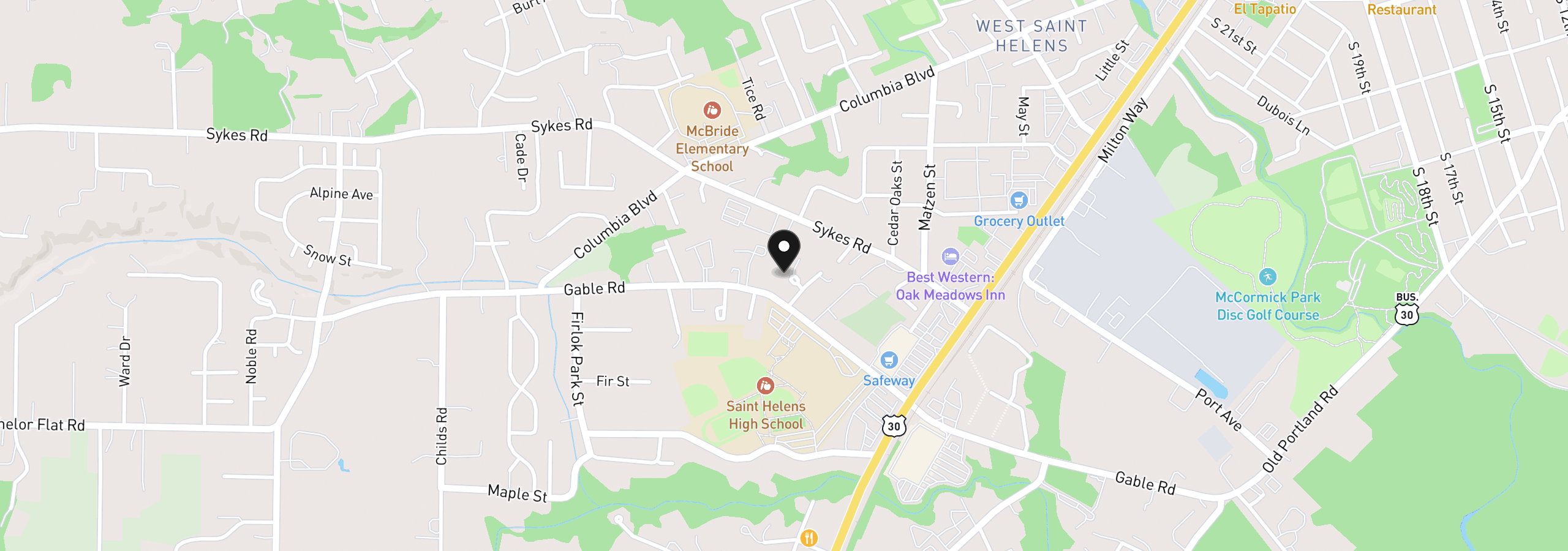 Map showing the location of 736 Judith Ct, St. Helens, OR 97051