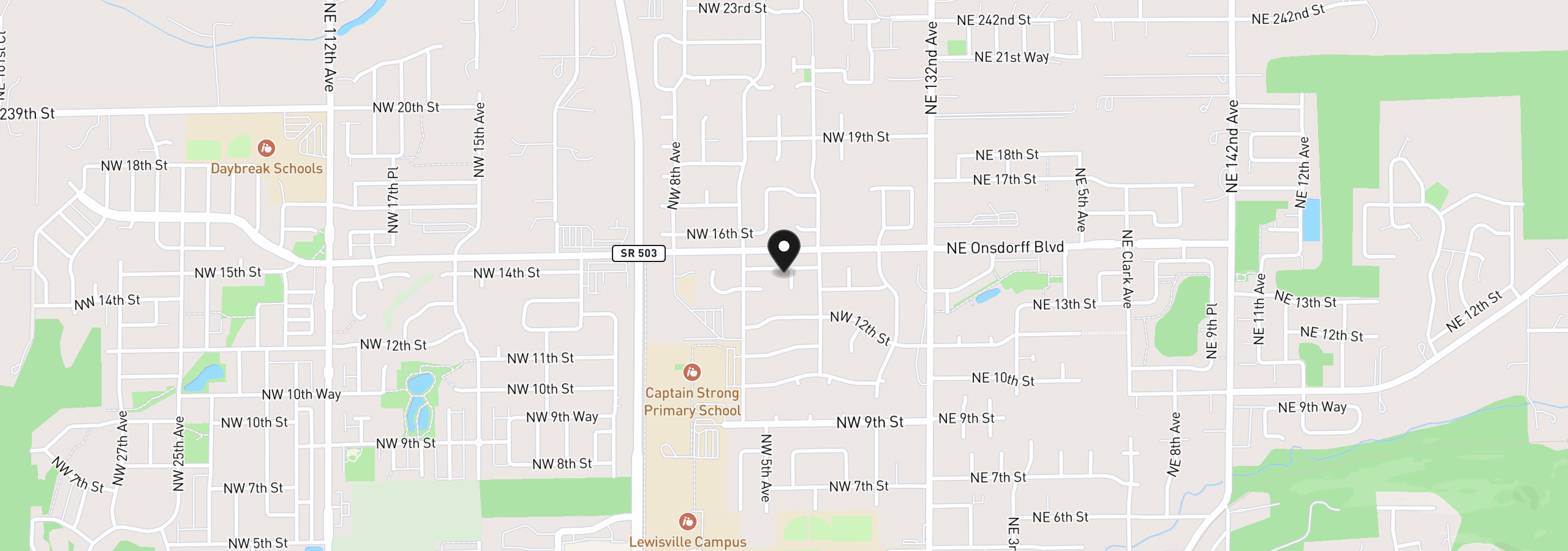 Map showing the location of 1320 NW 5th Ct, Battle Ground, Wa 98604