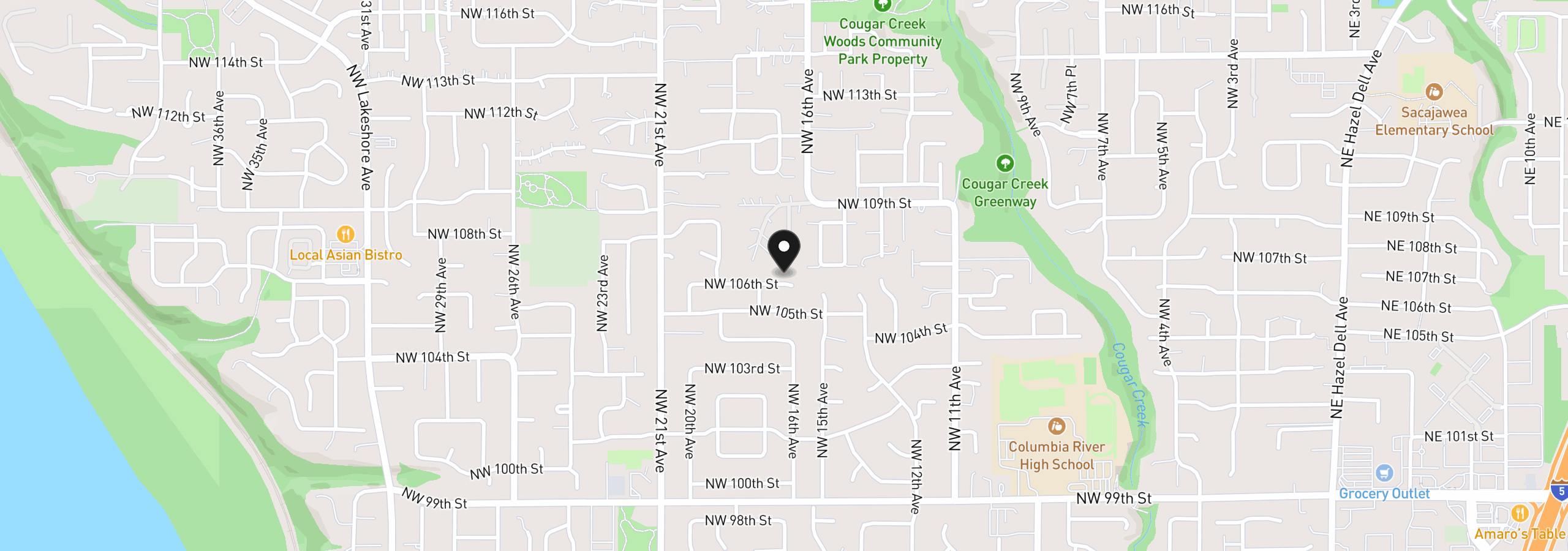 Map showing the location of 1614 NW 106th St, Vancouver, Wa 98685