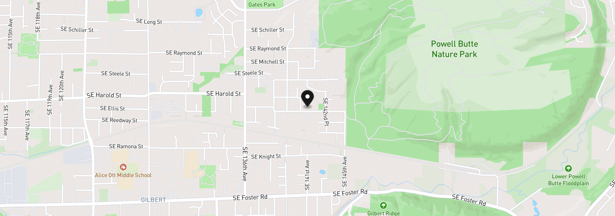 Map showing the location of 14109 SE Ellis St, Portland, OR 97236