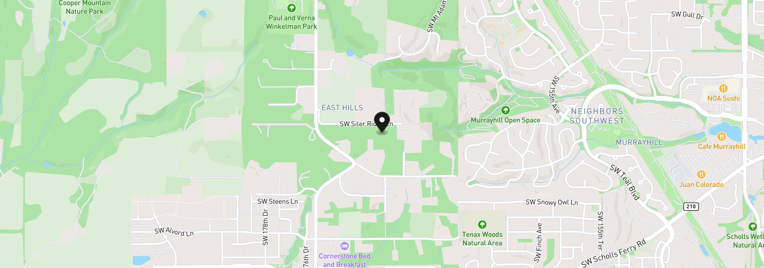 Map showing the location of 175th, Beaverton, OR 97007
