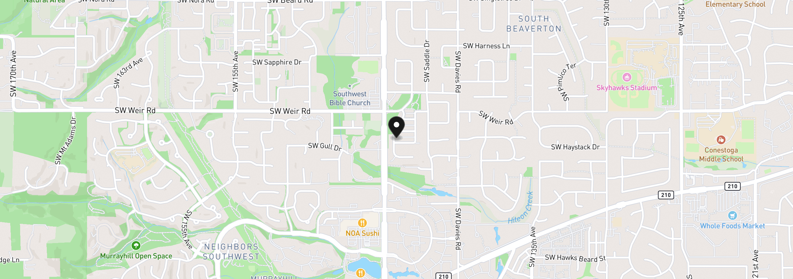 Map showing the location of 14435 SW Equestrian Ln, Beaverton, OR 97008