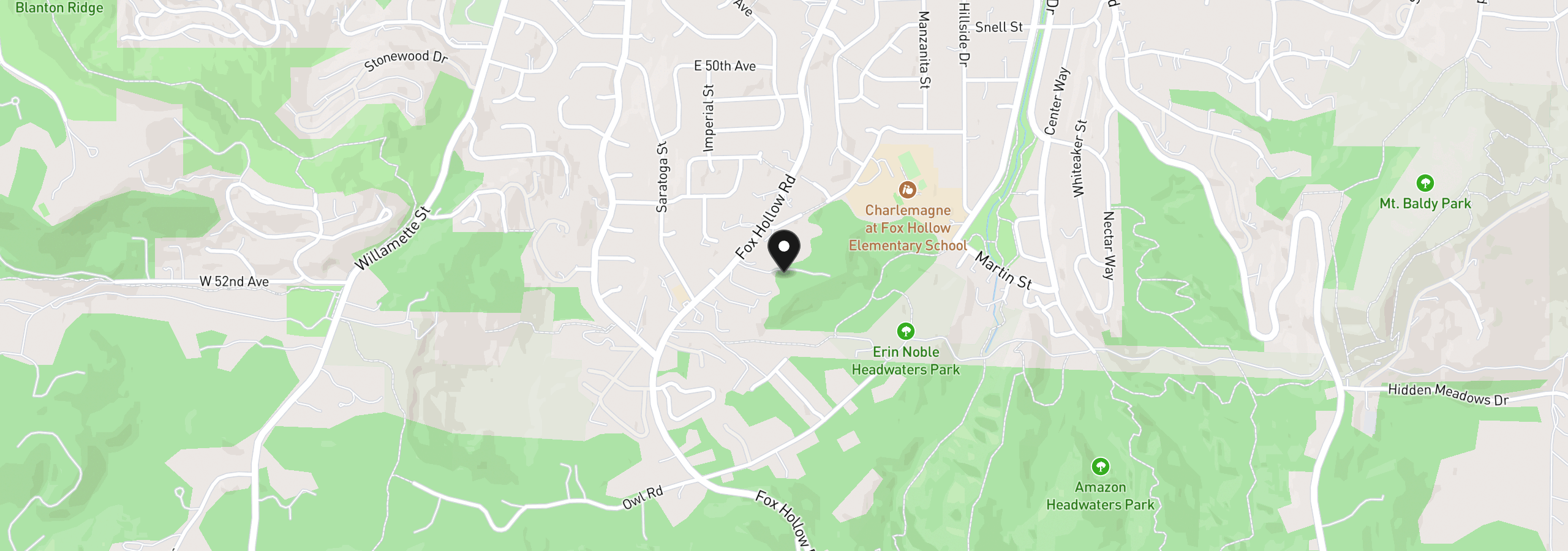 Map showing the location of 0 Fox Hollow Rd, Eugene, OR 97405
