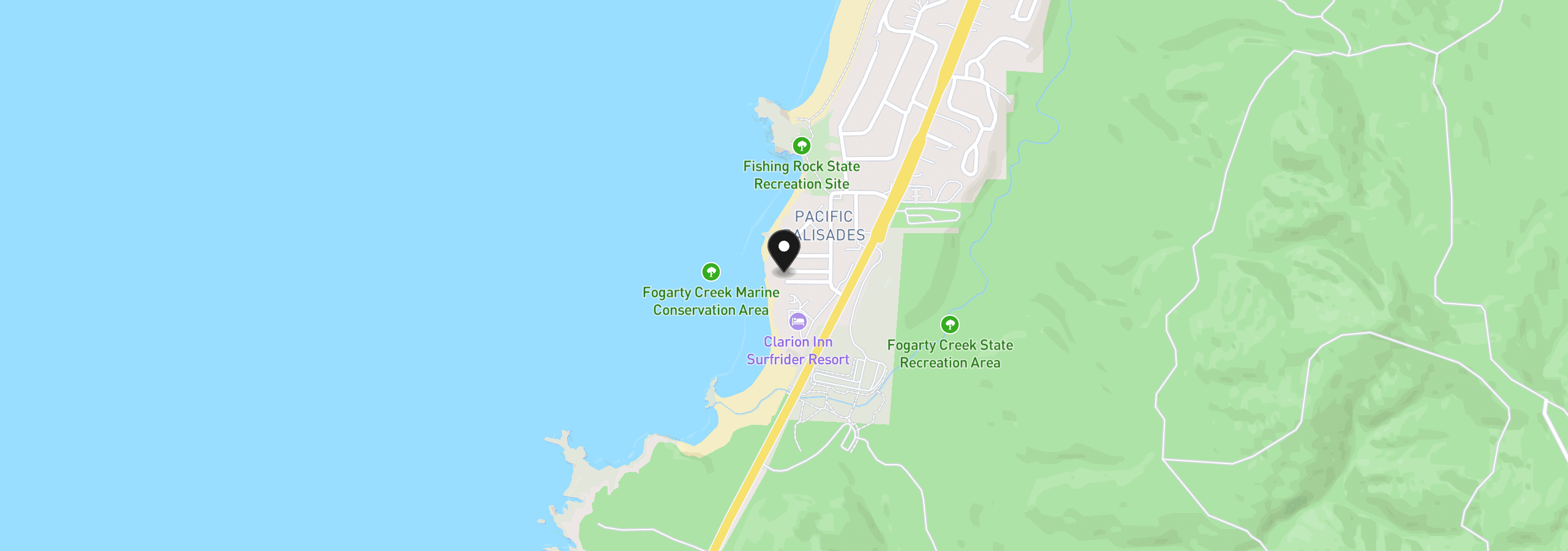 Map showing the location of 80 Raven Ln, Depoe Bay, OR 97341