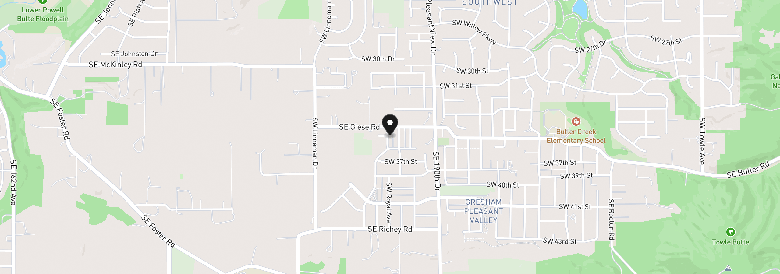 Map showing the location of 3512 SW Royal Ave, Gresham, OR 97080