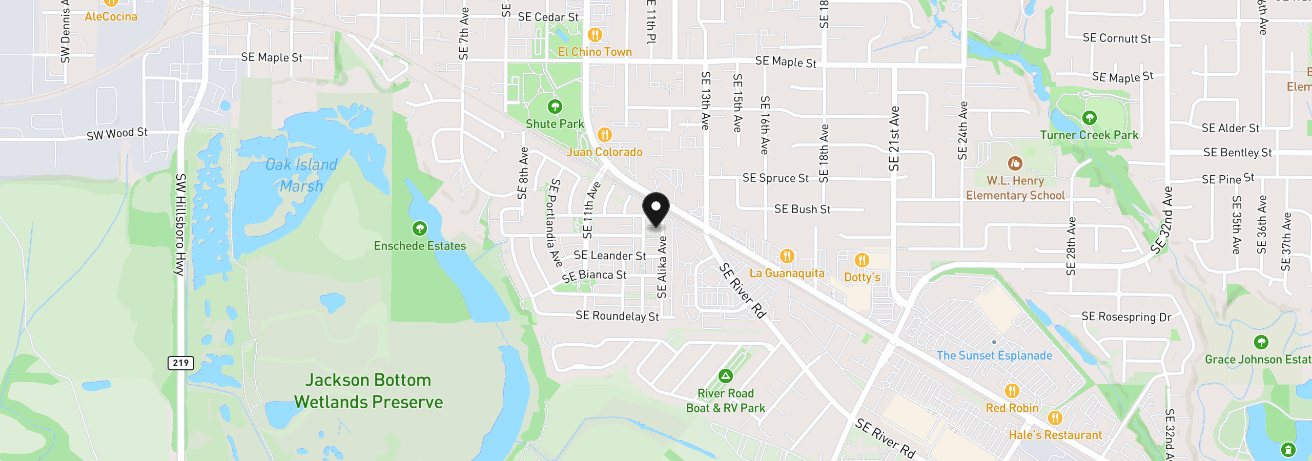 Map showing the location of 1035 SE Alika Ave, Hillsboro, OR 97123