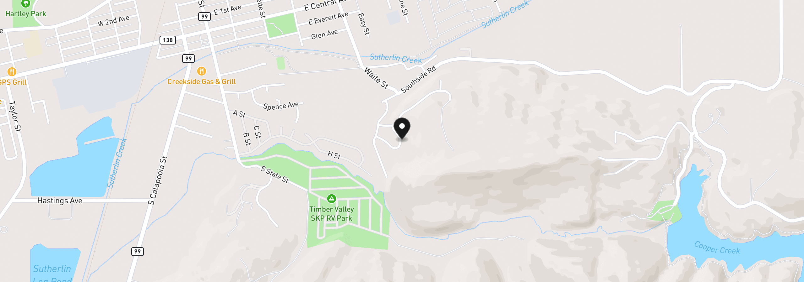 Map showing the location of 664 Brooks Loop, Sutherlin, OR 97479
