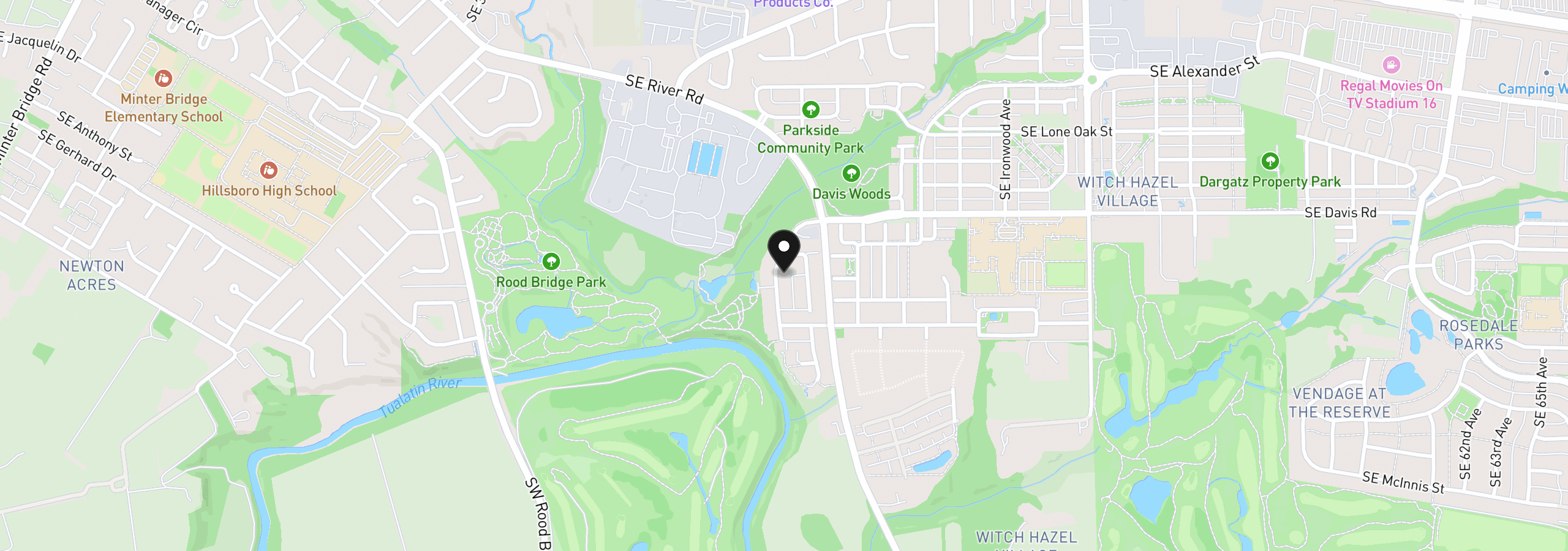 Map showing the location of 3740 SE Willamette Ave, Hillsboro, OR 97123
