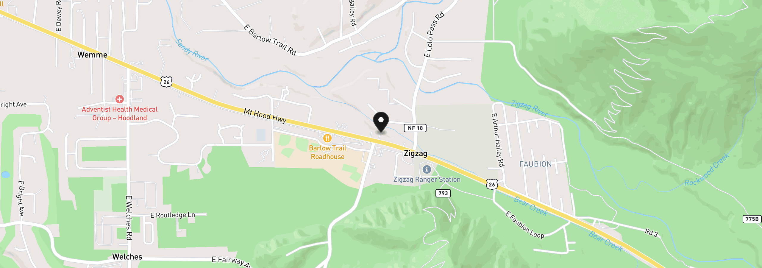 Map showing the location of 69947 E Hwy 26 unit 4 4, Rhododendron, OR 97049