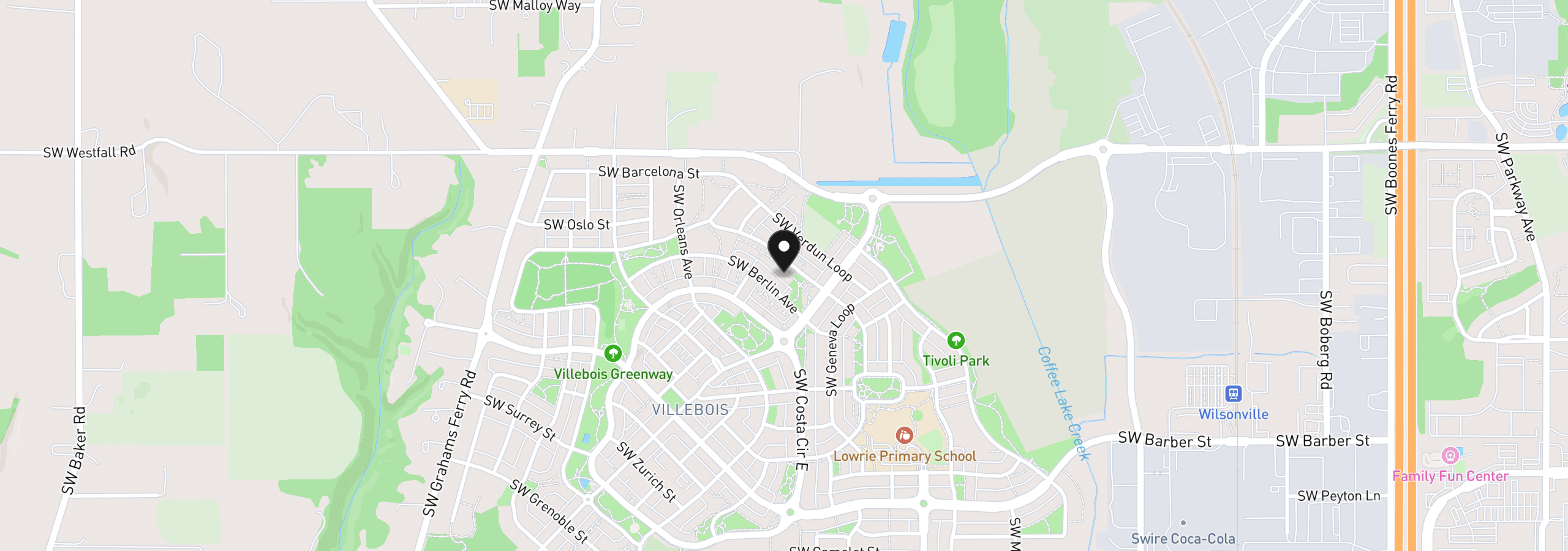 Map showing the location of 11022 SW Stockholm Dr, Wilsonville, OR 97070