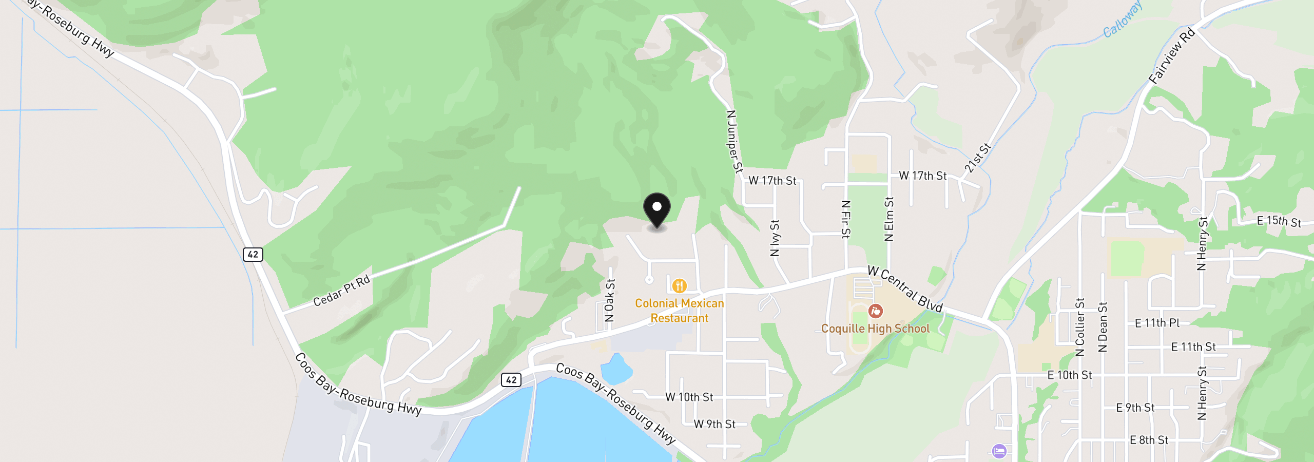 Map showing the location of 1561 N Laurel St, Coquille, OR 97423