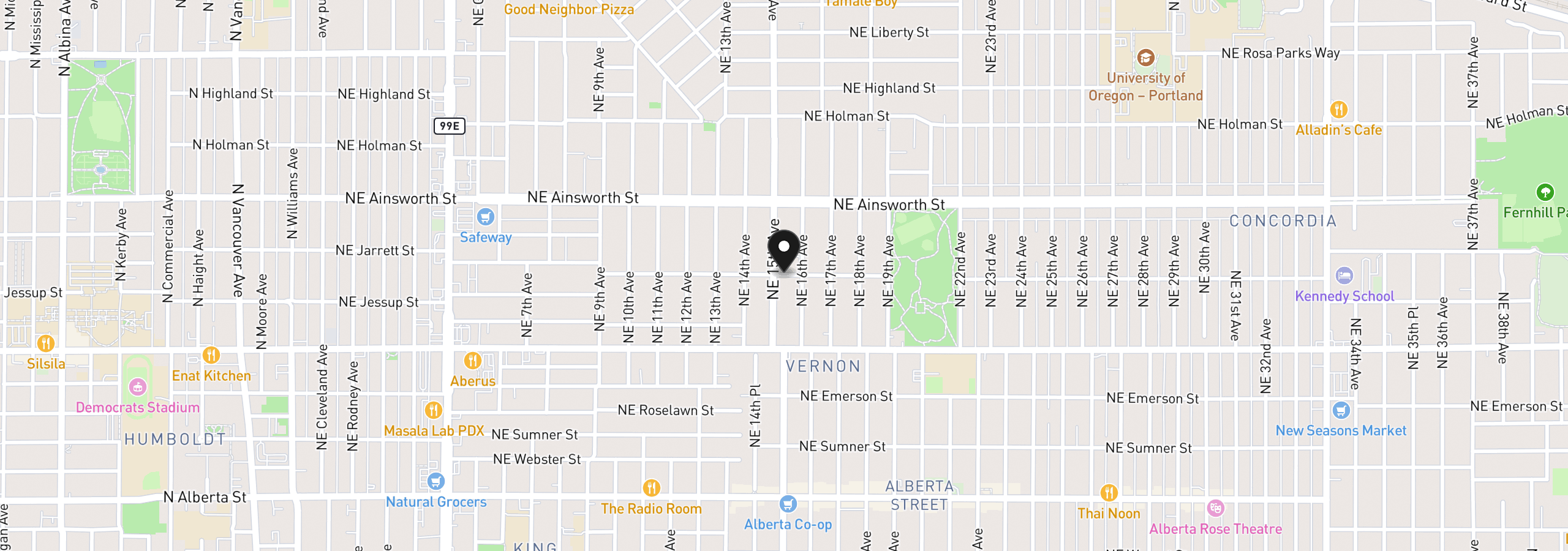 Map showing the location of 1518 NE Jarrett St C, Portland, OR 97211