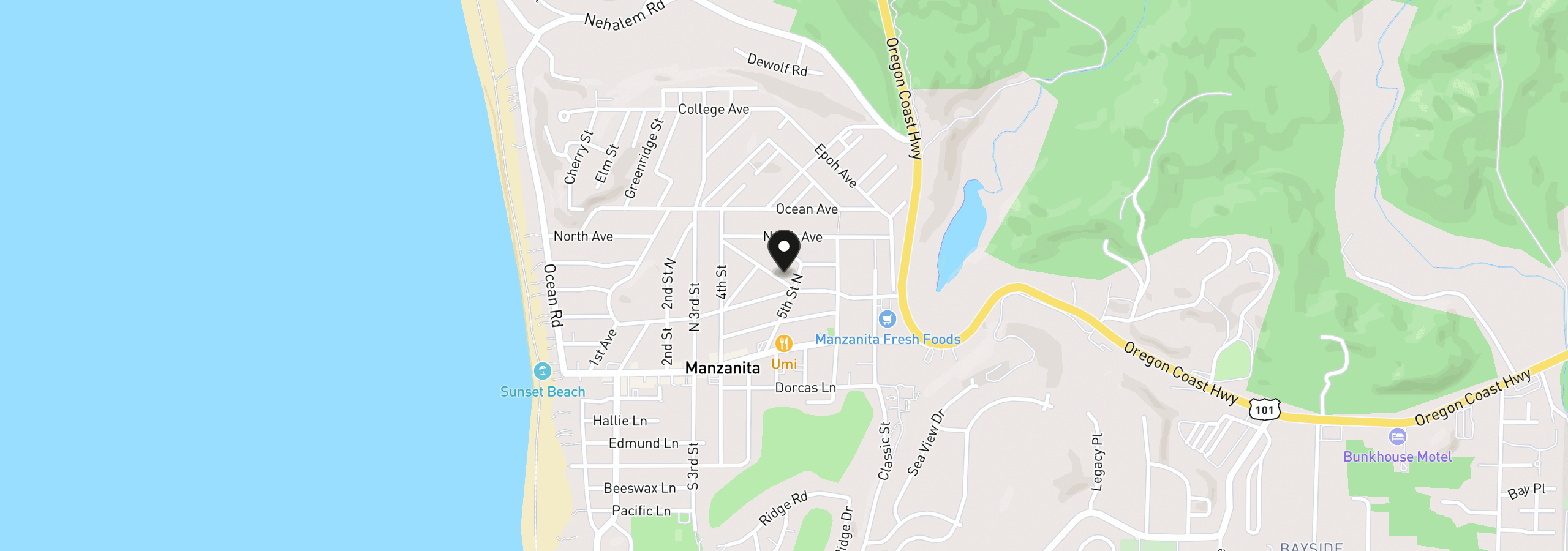 Map showing the location of 489 Pine Ave, Manzanita, OR 97130