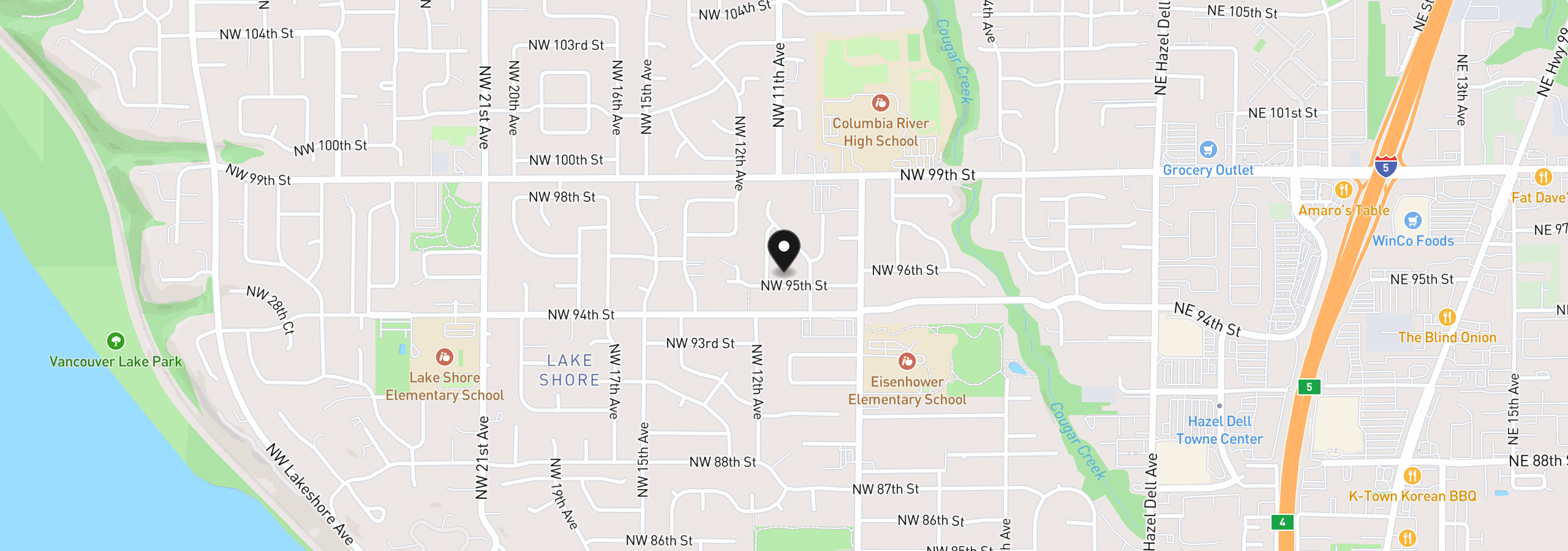 Map showing the location of 1018 NW 95th St, Vancouver, Wa 98665