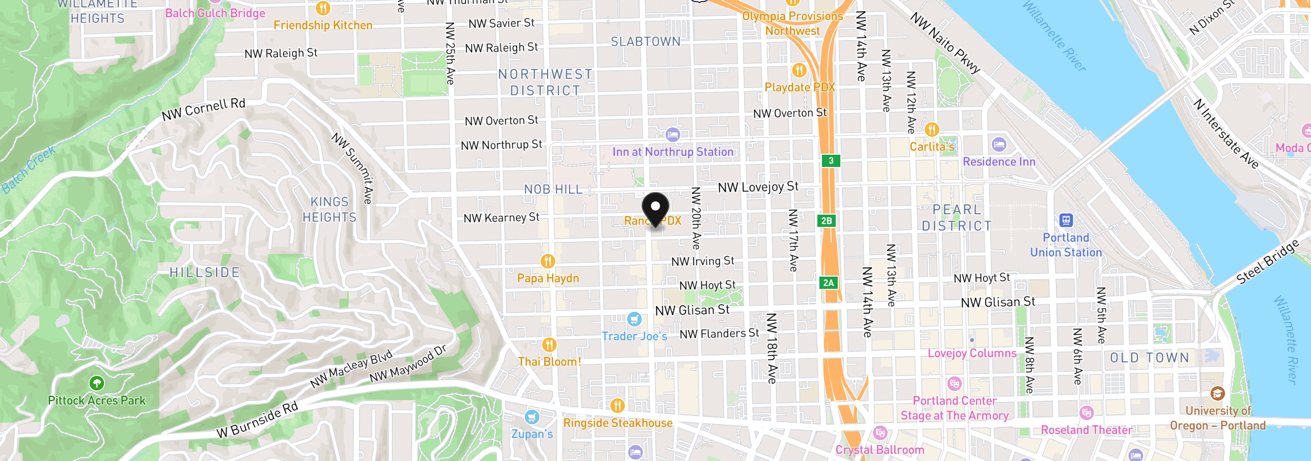 Map showing the location of 2083 NW Johnson St 63, Portland, OR 97209