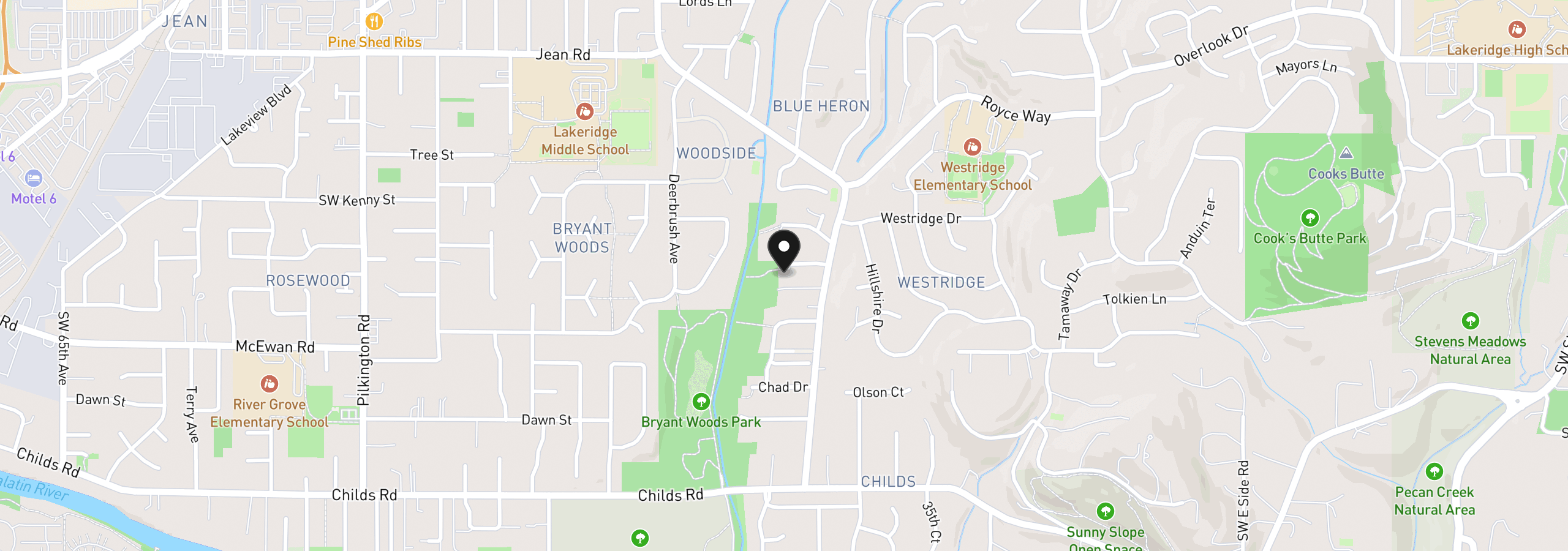Map showing the location of 4054 Canal Woods Ct, Lake Oswego, OR 97034