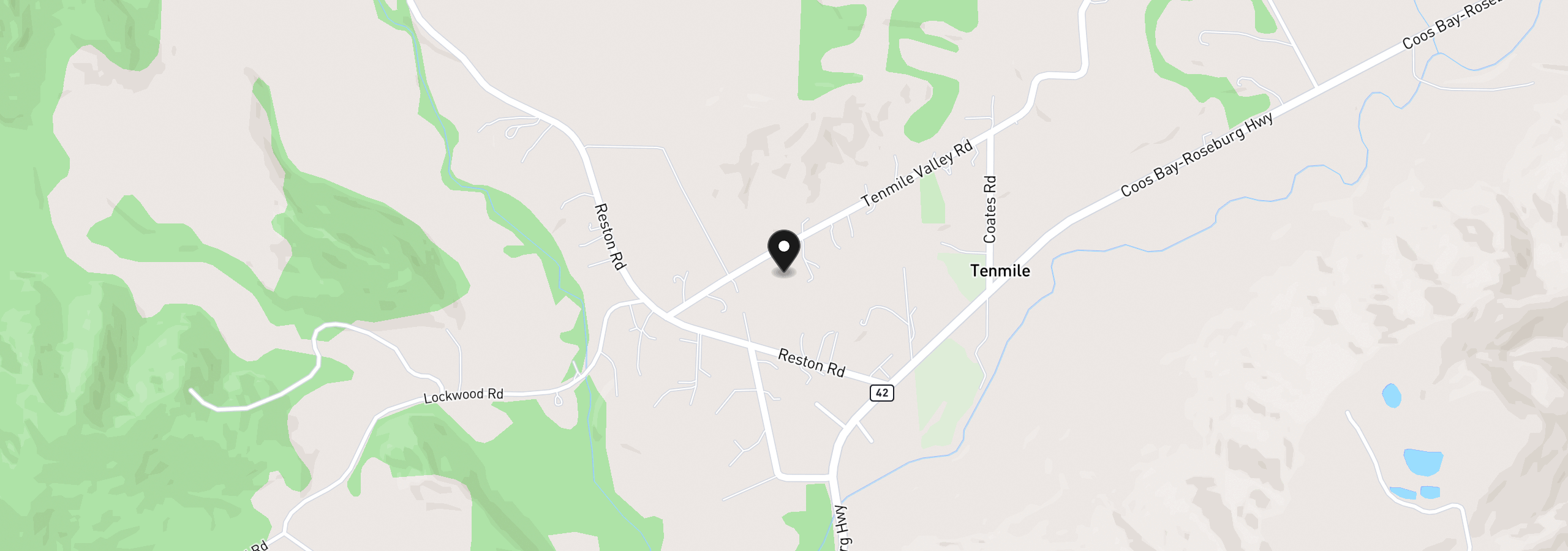Map showing the location of 2950 Tenmile Valley Rd, Tenmile, OR 97481