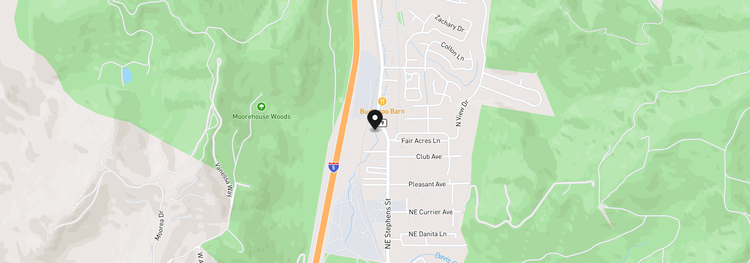 Map showing the location of 5000 NE Stephens St 17, Roseburg, OR 97470