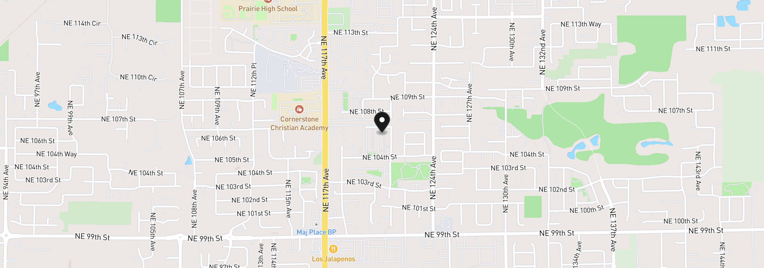 Map showing the location of 10607 NE 120th Pl, Vancouver, Wa 98662