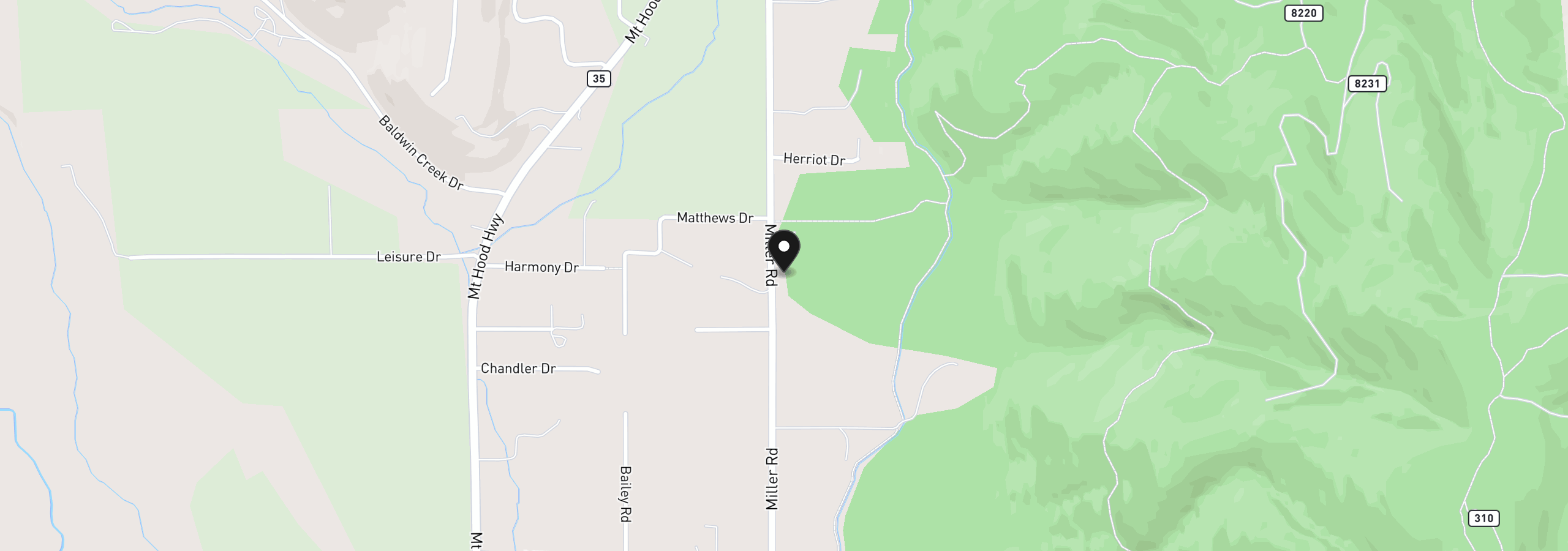 Map showing the location of 5999 Miller Rd, Mt Hood Prkdl, OR 97041