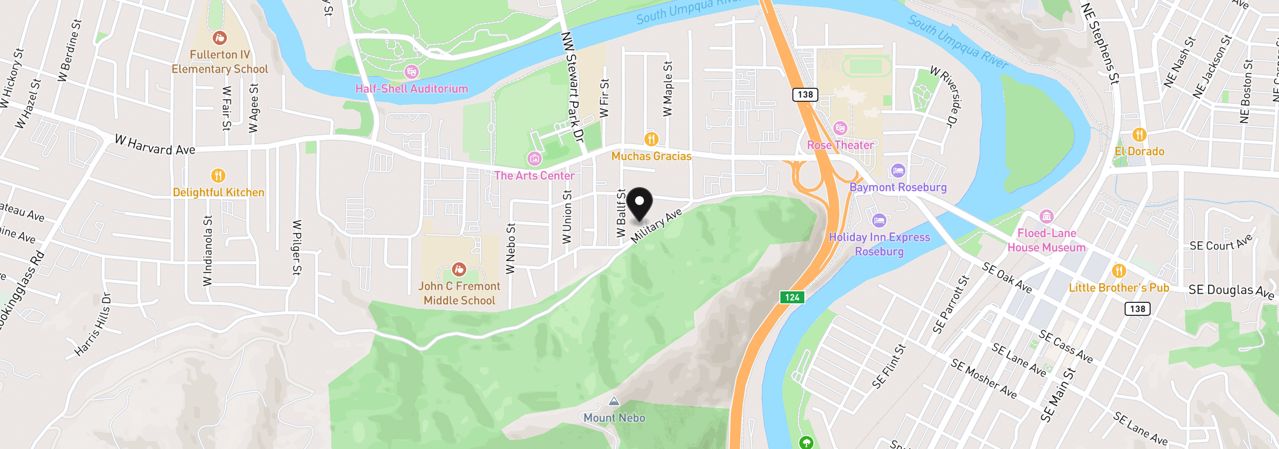 Map showing the location of 776 W Altamont St, Roseburg, OR 97471