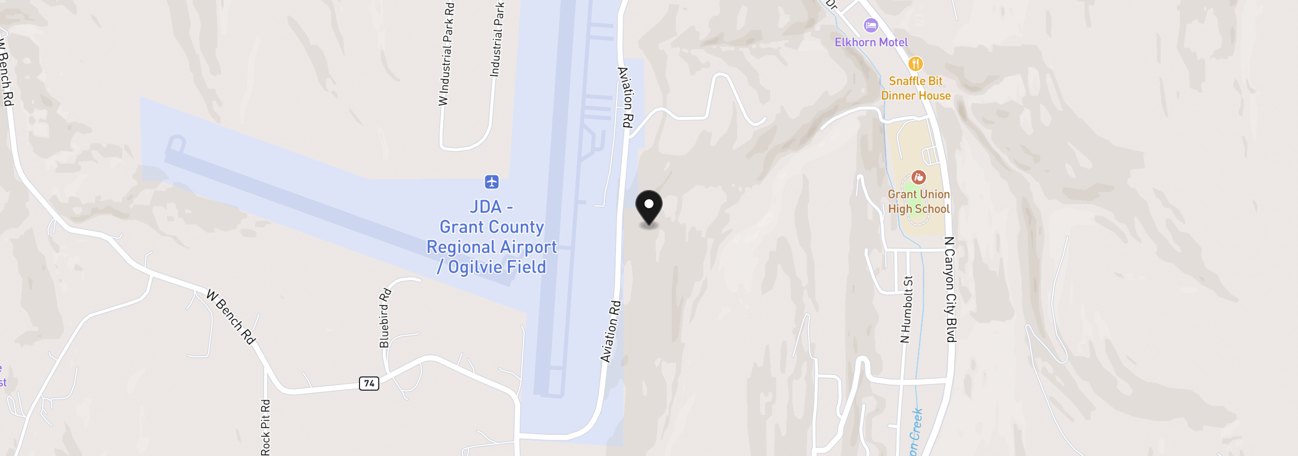 Map showing the location of 0 Blue Gulch Rd, Canyon City, OR 97820