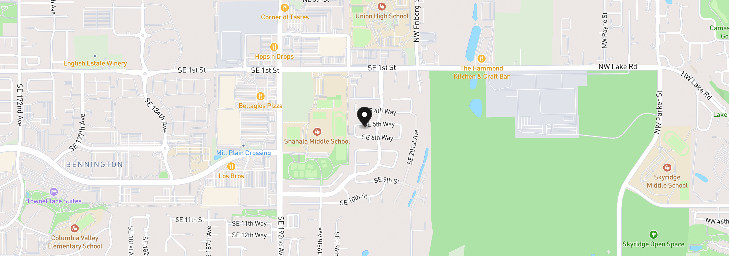 Map showing the location of 19711 SE 5th Way, Camas, Wa 98607
