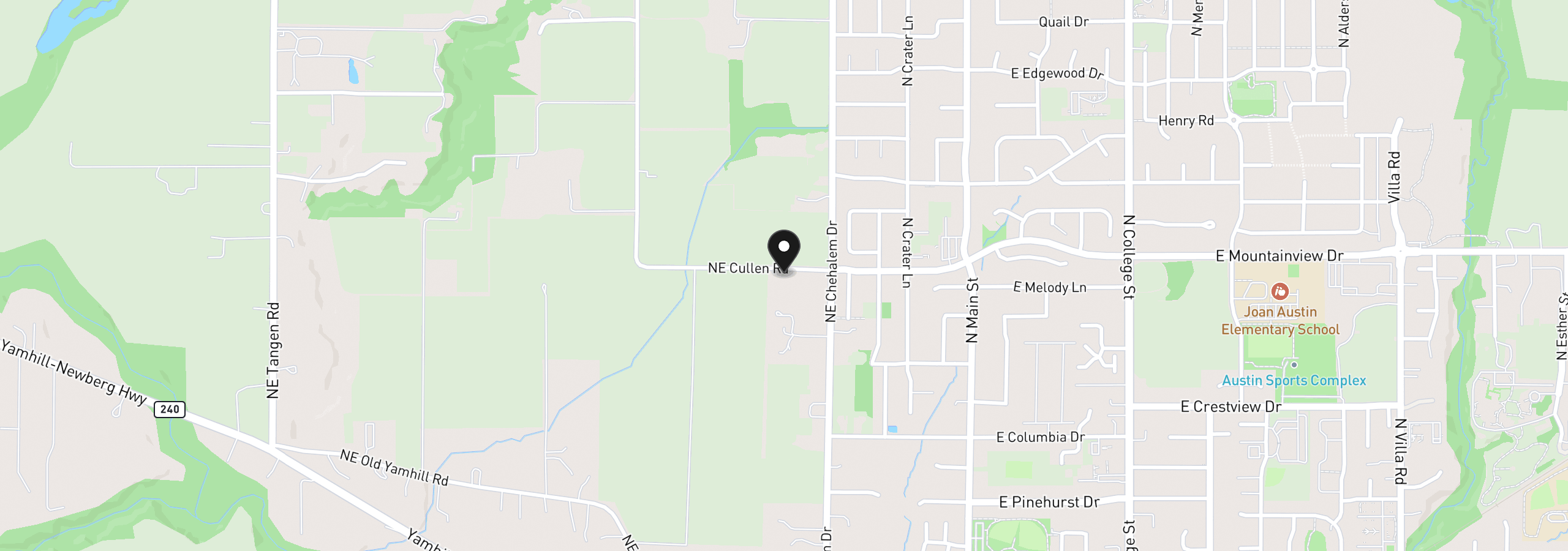 Map showing the location of 0 NE Cullen Rd, Newberg, OR 97132