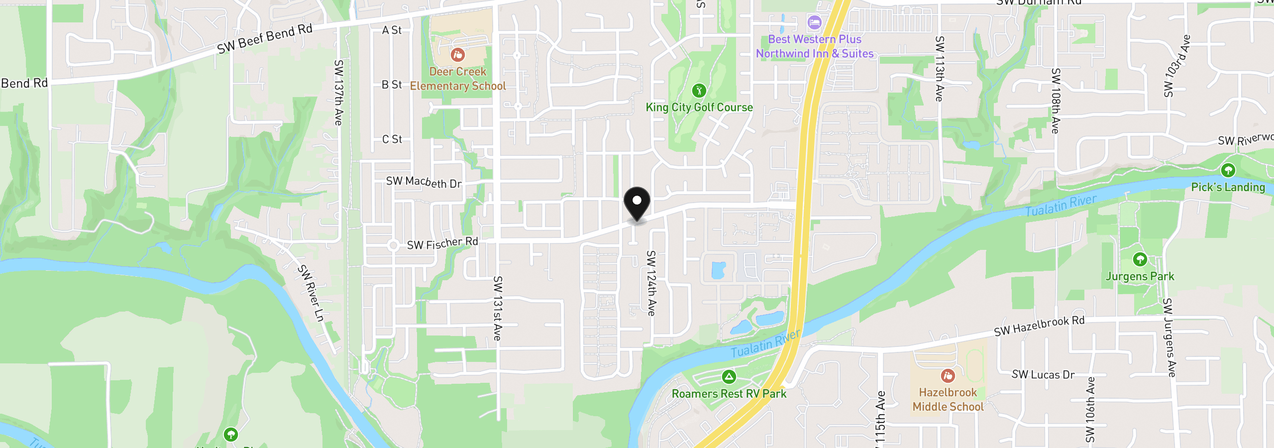 Map showing the location of 12450 SW Fischer Rd, Tigard, OR 97224