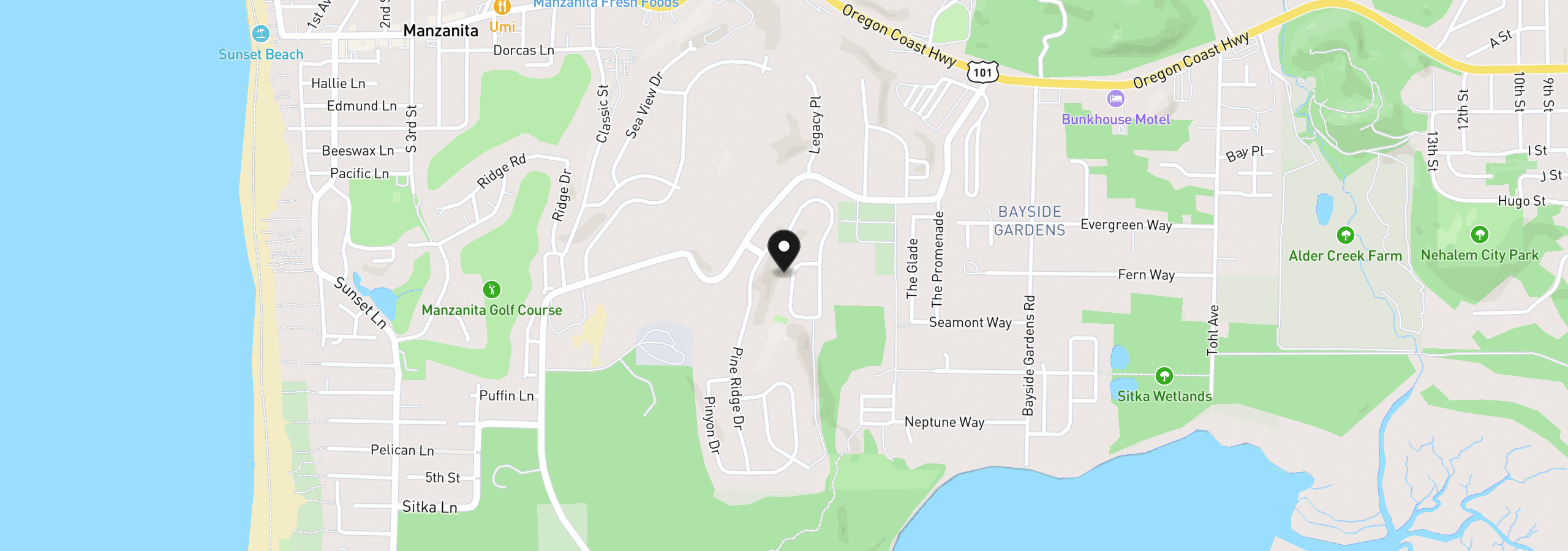 Map showing the location of 35160 Ponderosa Loop, Manzanita, OR 97130