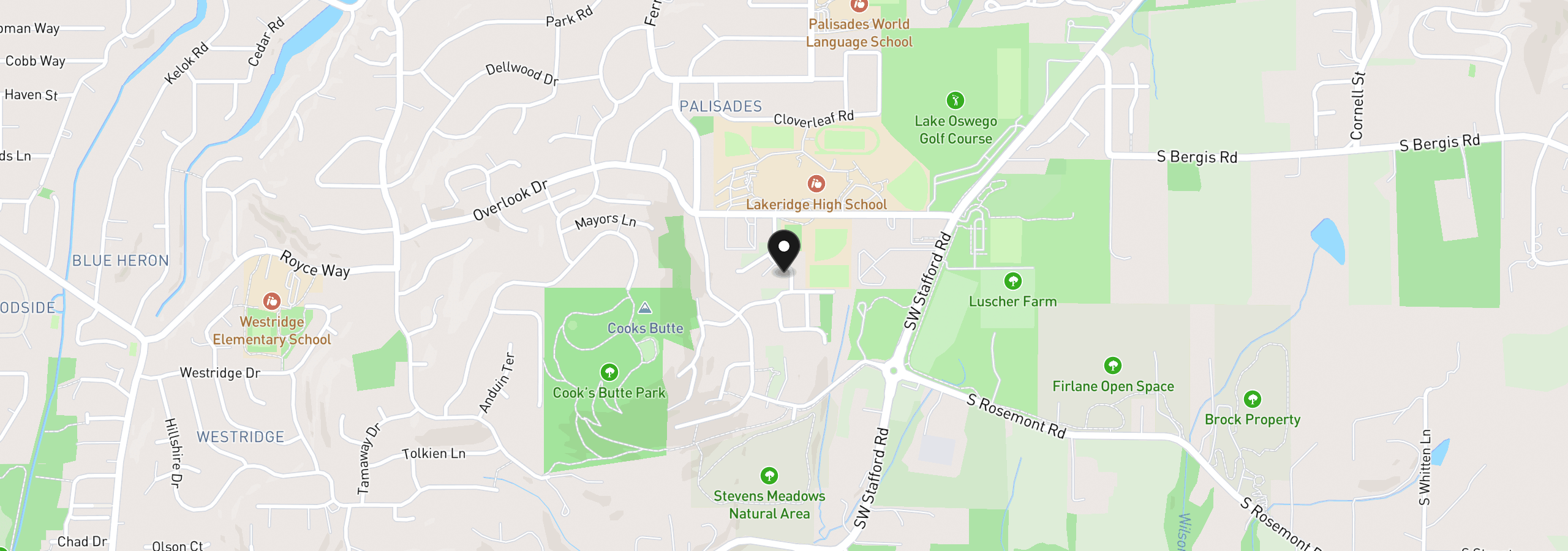 Map showing the location of 17973 Saint Clair Dr, Lake Oswego, OR 97034