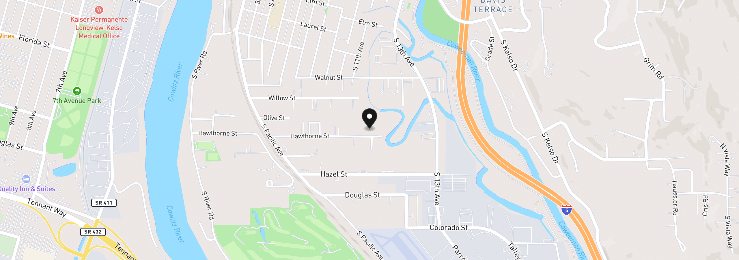 Map showing the location of 505 Hawthorne St, Kelso, Wa 98626