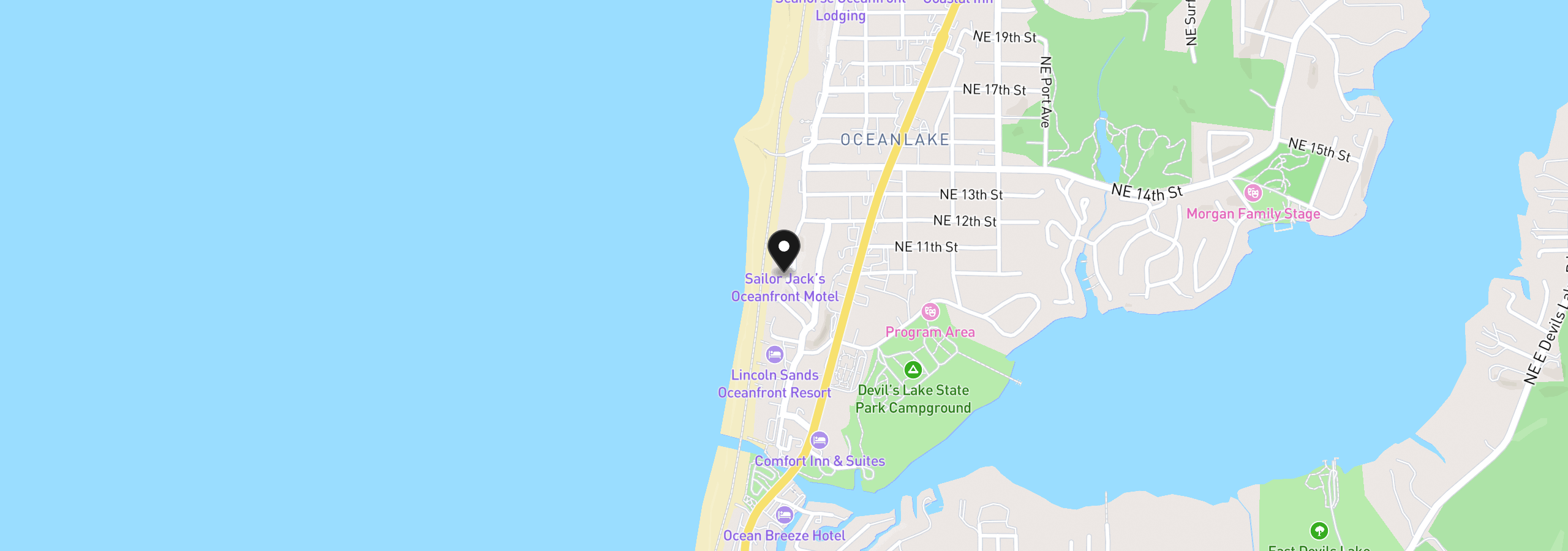 Map showing the location of 1093 NW 8th Ct, Lincoln City, OR 97367