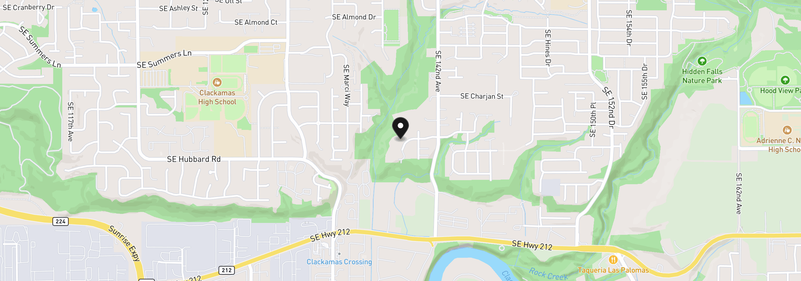 Map showing the location of 14181 SE Iseli, Clackamas, OR 97015
