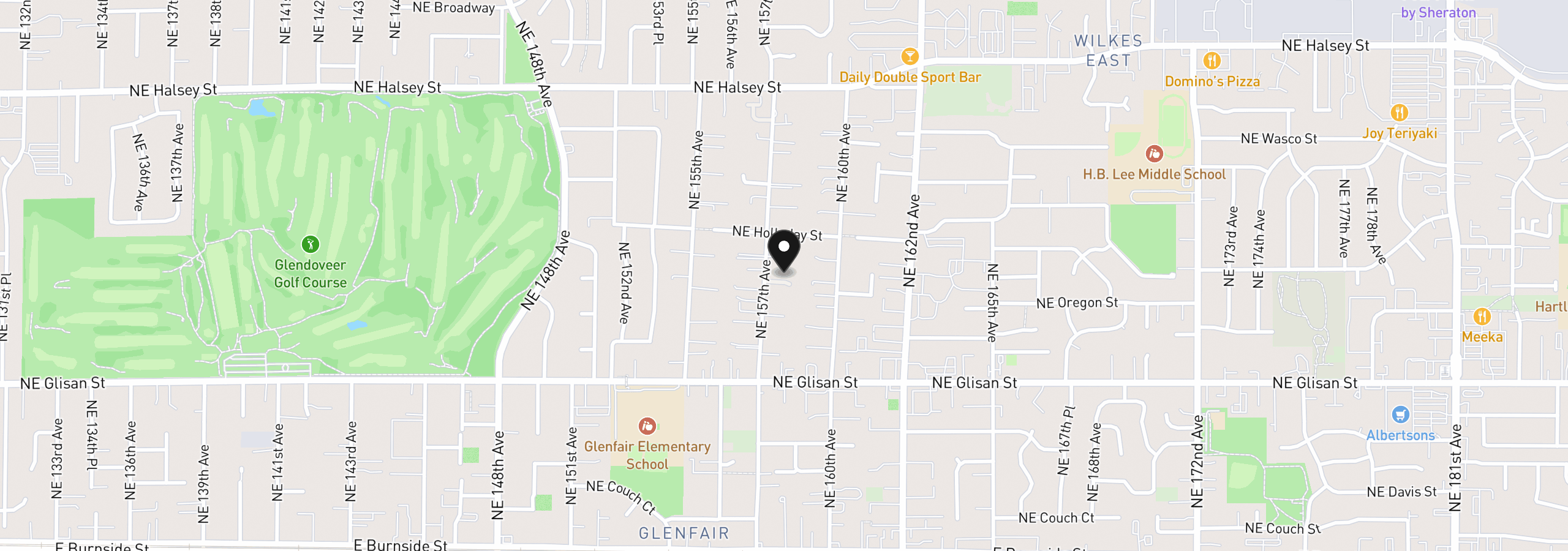 Map showing the location of 830 NE 157th Ave, Portland, OR 97230