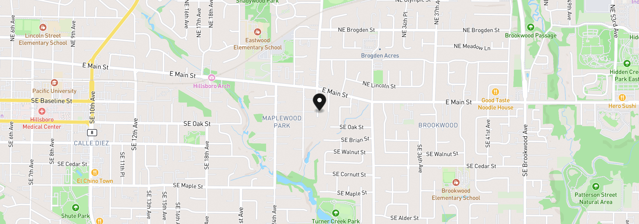 Map showing the location of 282 SE 28th Ave, Hillsboro, OR 97123