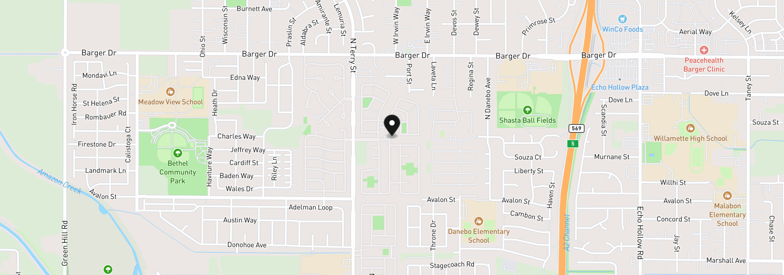 Map showing the location of 1699 N Terry St 20, Eugene, OR 97402