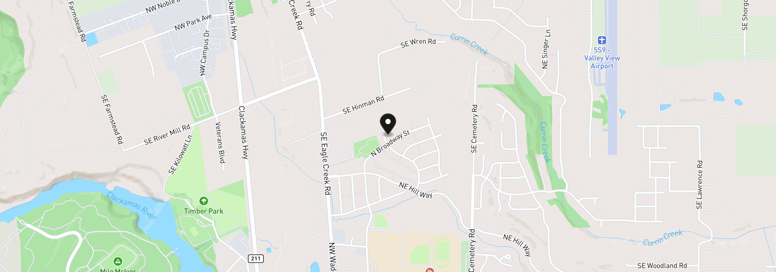 Map showing the location of 1650 NE Forest Park St, Estacada, OR 97023