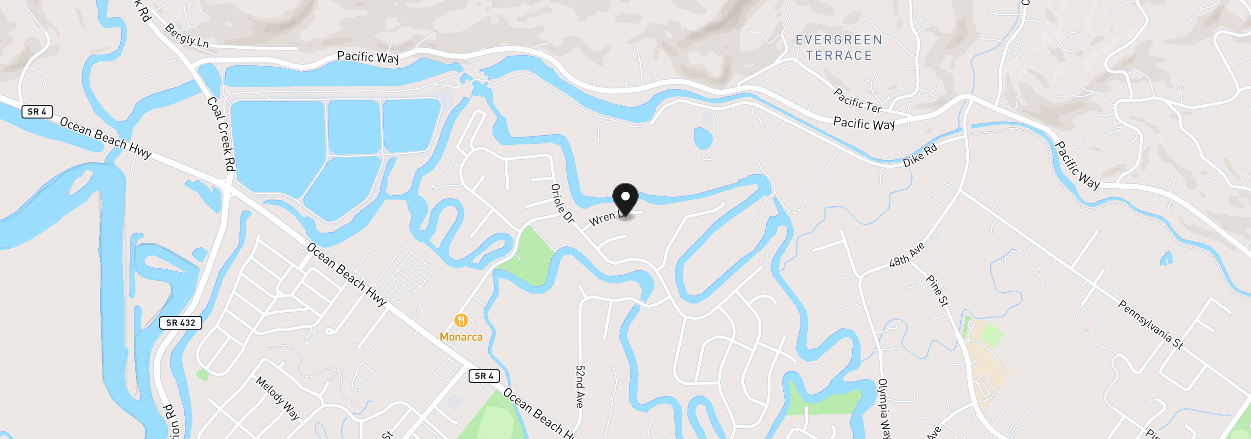 Map showing the location of 2326 Wren Dr, Longview, Wa 98632