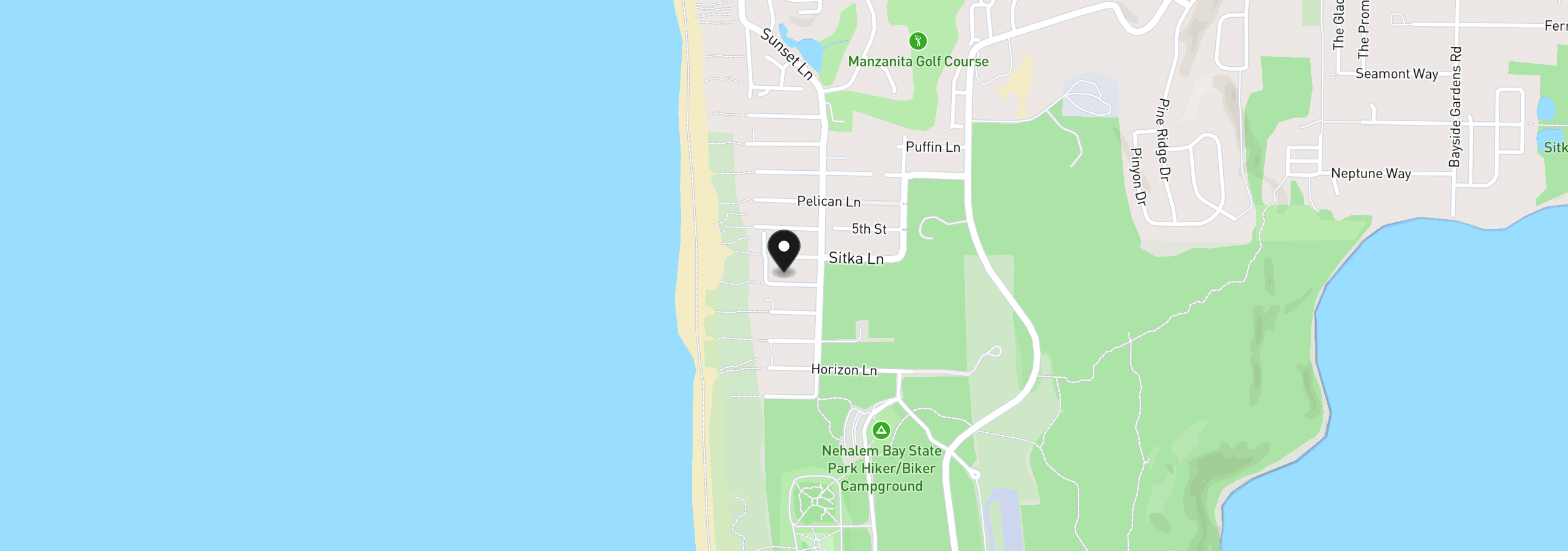 Map showing the location of 8890 Ocean Crest Ln, Manzanita, OR 97130