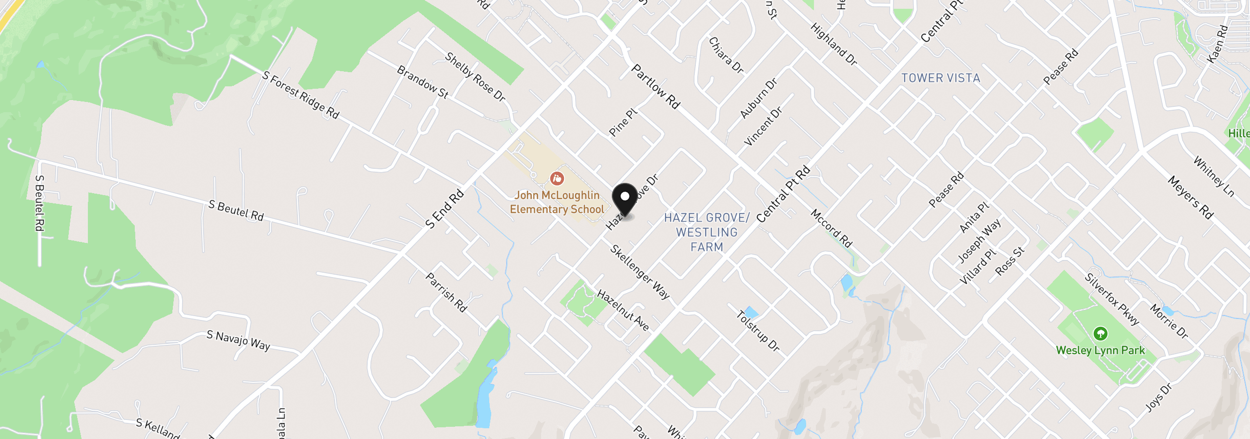 Map showing the location of 19380 Hazelgrove Dr, Oregon City, OR 97045