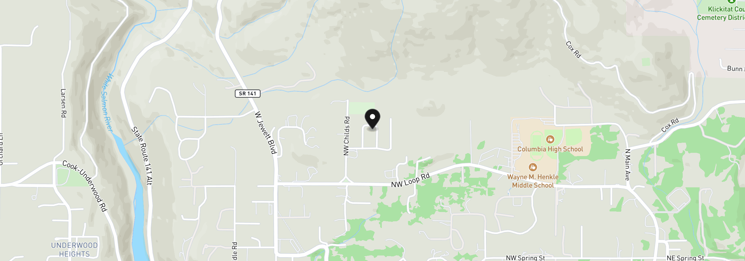 Map showing the location of 1440 NW Elton Dr, White Salmon, Wa 98672