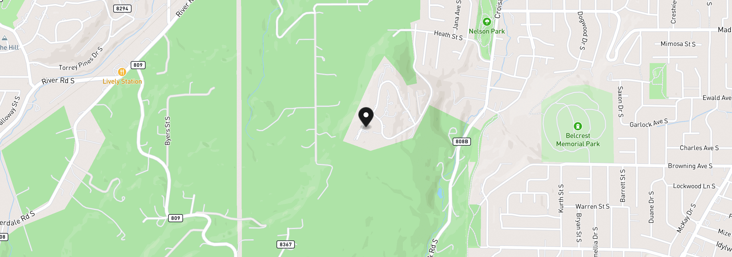 Map showing the location of 2470 Crestmont Cir, Salem, OR 97302