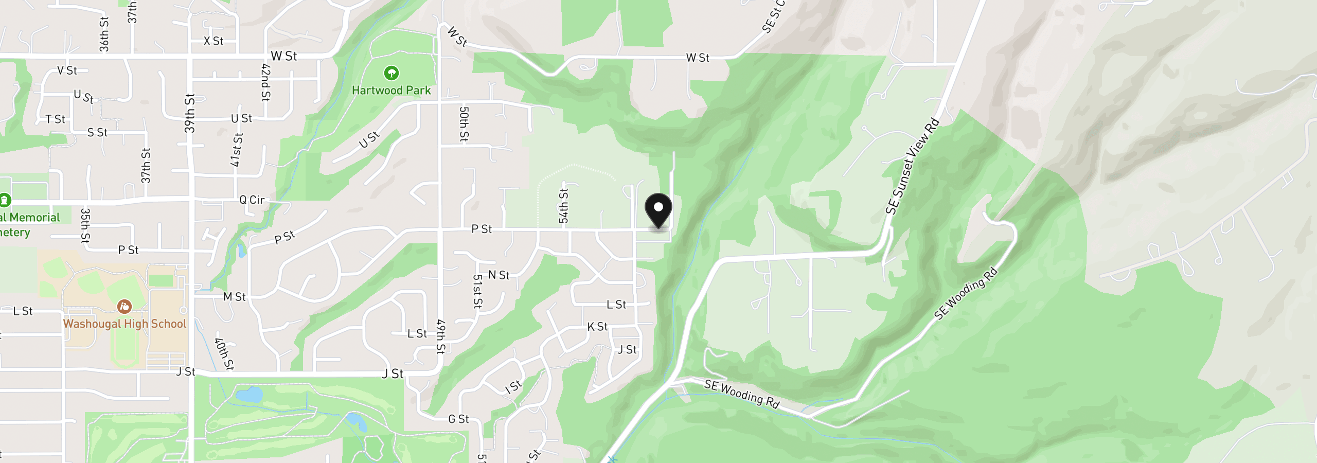 Map showing the location of 5790 P St, Washougal, Wa 98671