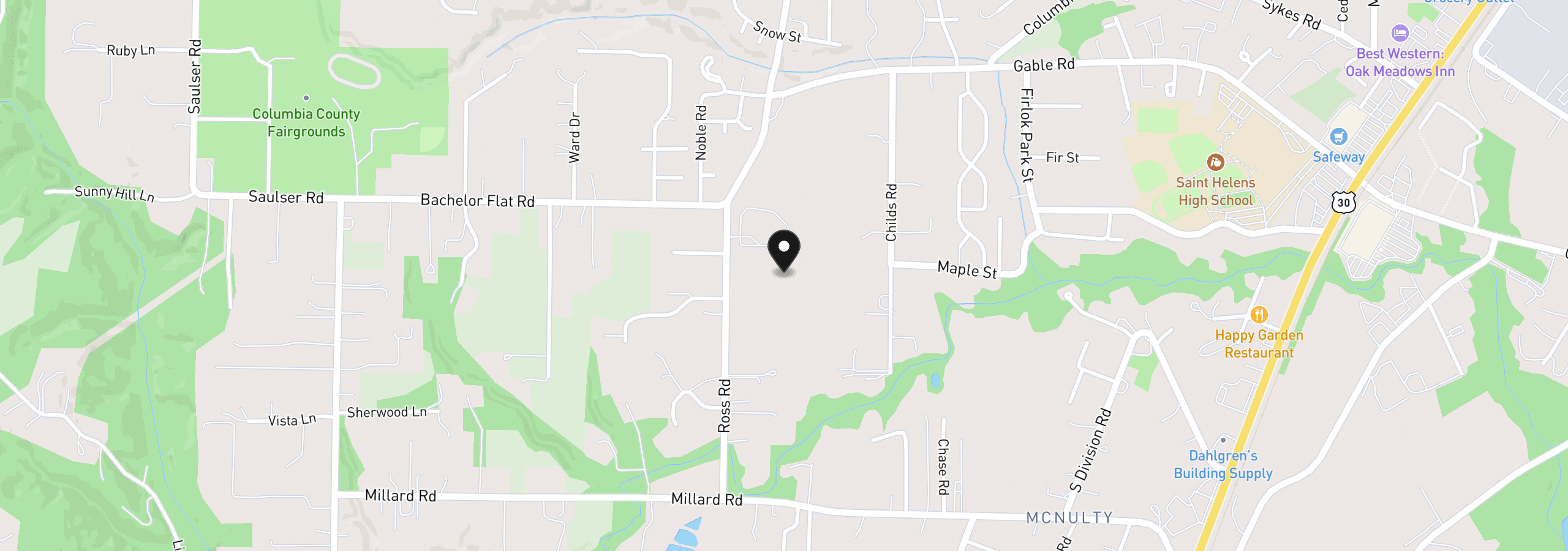 Map showing the location of 0 Ross Rd, Warren, OR 97053